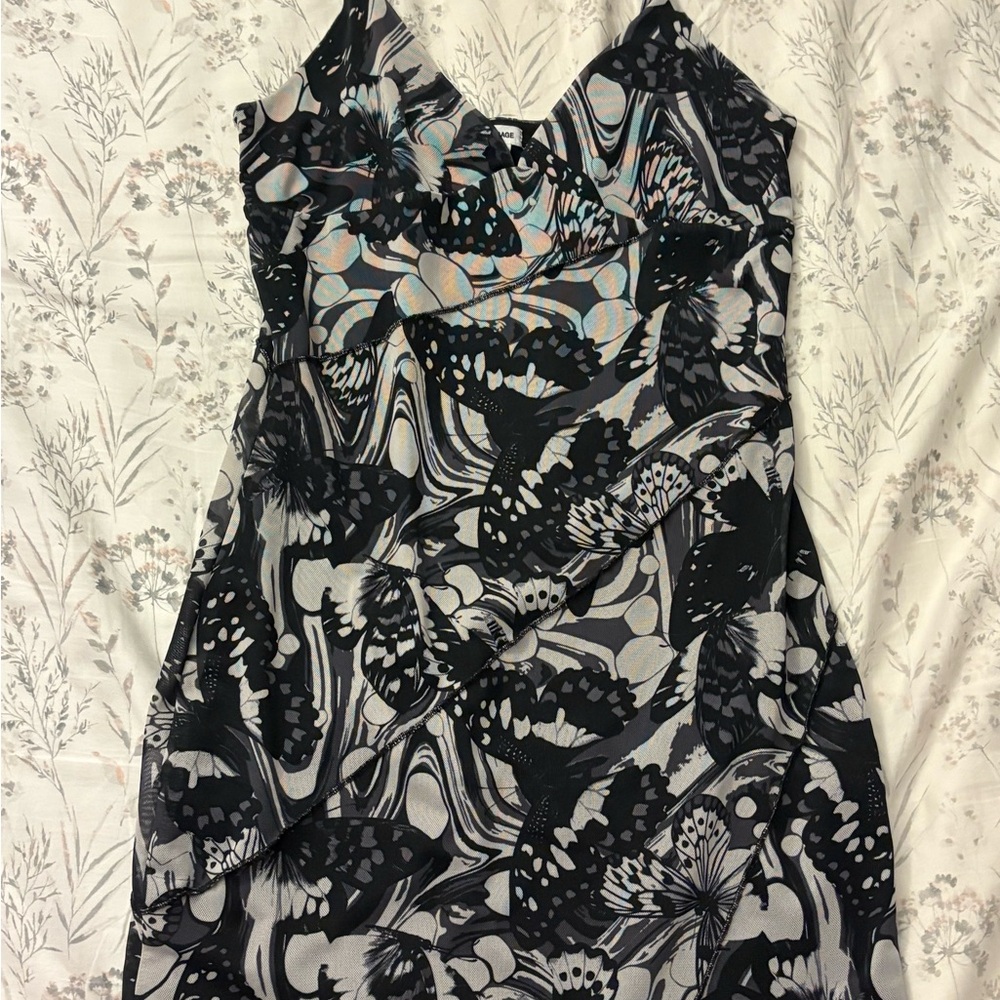 Garage Sexy Black and Gray Butterfly Mini Dress Perfect for Going Out